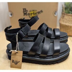 Dr. Martens Blaire Black Brando Leather Strap Fisherman Sandals UK 8 NIB